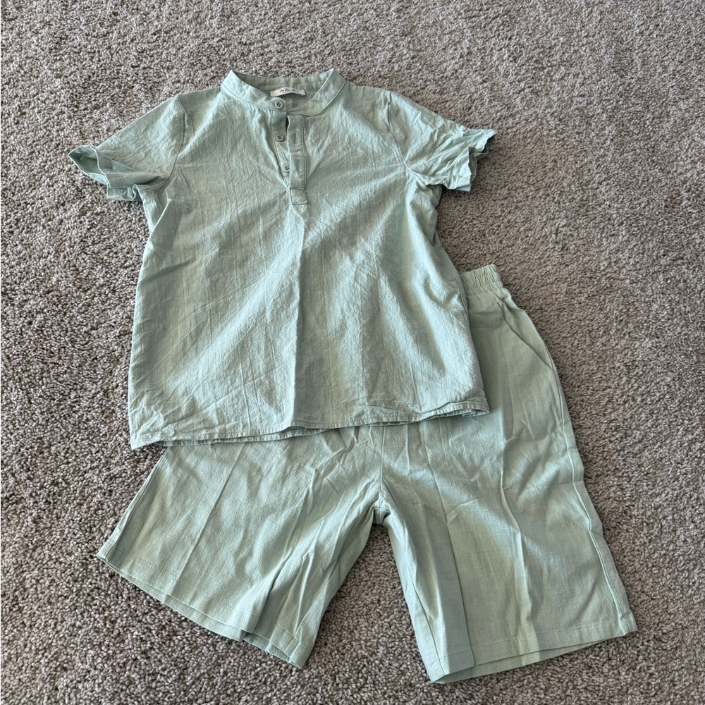 Kids Light Green linen Set